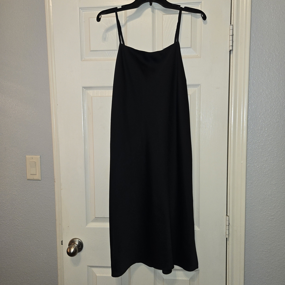 Miss Selfridge Black Slip Midi Dress with Adjustable Thin Straps
